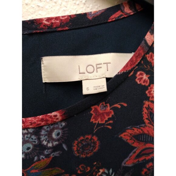 LOFT Women’s Hydrangea Bouquet Floral Ruffle Fit & Flare Dress Size 6 - Picture 10 of 10